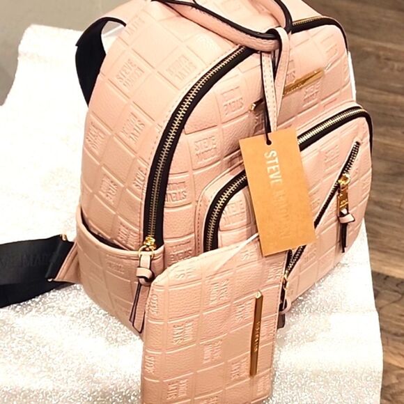 Steve Madden Balma Logo Zipper Backpack- Blush main image 7